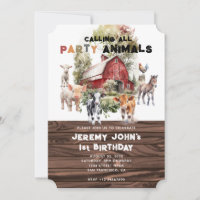 Calling All Party Animals Modern Rustic Birthday