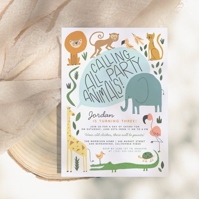 Calling All Party Animals | Modern Safari Birthday Invitation (Creator Uploaded)