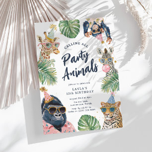 Calling All Party Animals Safari Birthday Invitation
