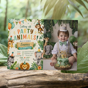 Calling All Party Animals Safari Birthday Invitation