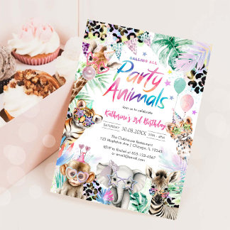 Calling All Party Animals Safari Birthday  Invitation