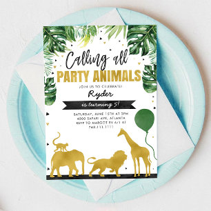 Calling All Party Animals Safari Birthday  Invitation