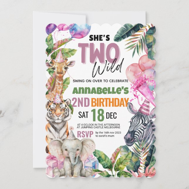 Calling All Party Animals Safari Birthday Party Invitation (Front)