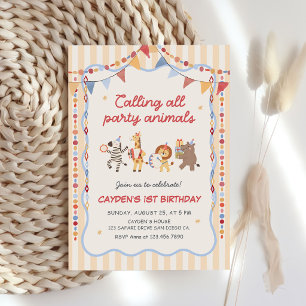Calling All Party Animals Safari Birthday Party Invitation