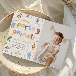 Calling All Party Animals Safari Birthday Photo Invitation