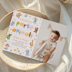 Calling All Party Animals Safari Birthday Photo Invitation