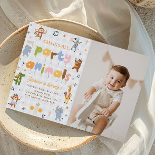 Calling All Party Animals Safari Birthday Photo Invitation