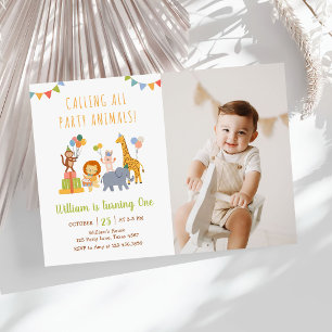 Calling All Party Animals Safari Birthday Photo Invitation