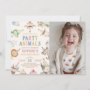 Calling All Party Animals Safari Birthday Photo Invitation