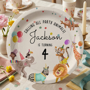 Calling All Party Animals Safari Joint Birthday Paper Plate