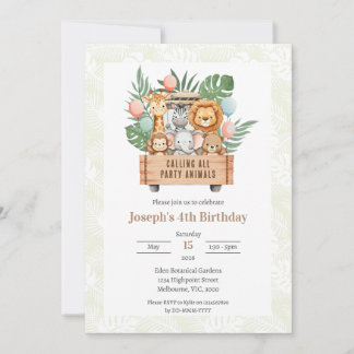 Calling All Party Animals Safari Themed Invitation