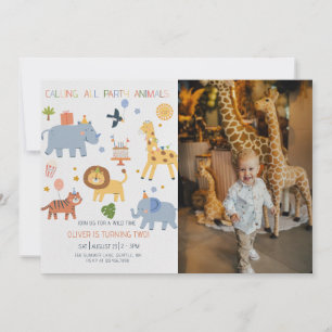 Calling All Party Animals Safari Zoo Birthday Invitation