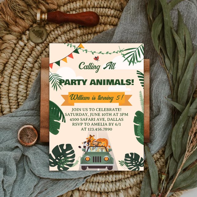 Calling All Party Animals Safari Zoo Birthday Invitation (Creator Uploaded)