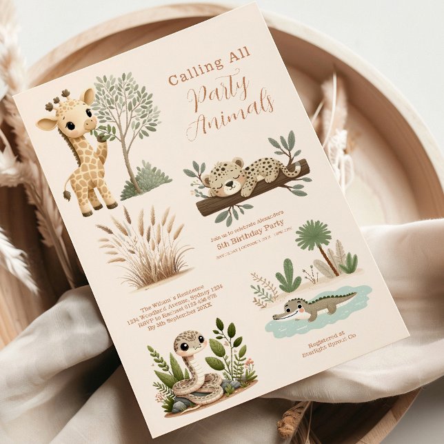 Calling All Party Animals Safari Zoo Birthday  Invitation (Creator Uploaded)