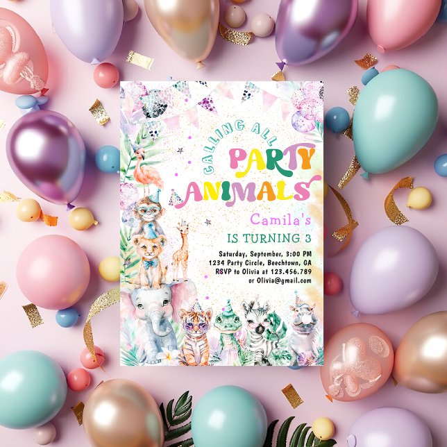 Calling All Party Animals Safari Zoo Birthday Invitation (Creator Uploaded)