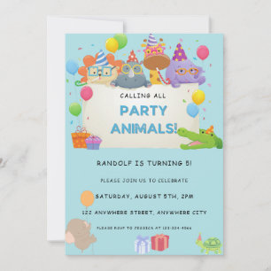 Calling All Party Animals Safari Zoo Birthday Invitation