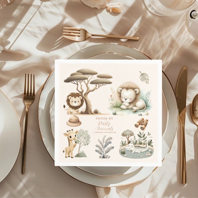 Calling All Party Animals Safari Zoo Birthday  Napkin (Creator Uploaded)