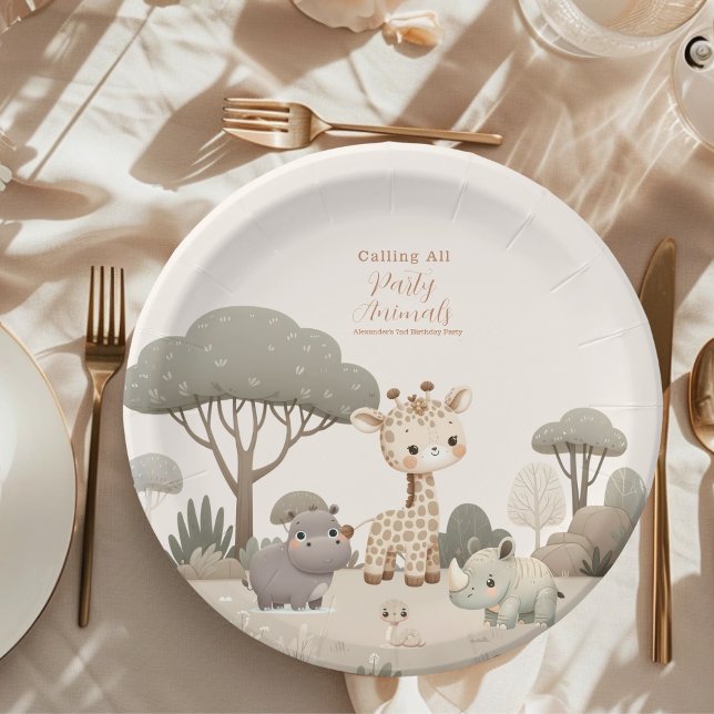 Calling All Party Animals Safari Zoo Birthday  Paper Plate (Creator Uploaded)