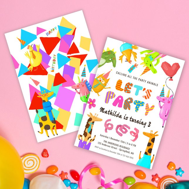 Calling All Party Animals Safari Zoo Kids Birthday Invitation (Calling All Party Animals Safari Zoo Kids Birthday Invitation)