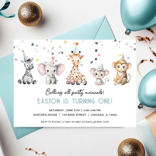 Calling All Party Animals simple boy birthday Invitation