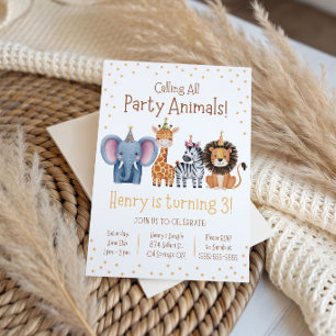 Calling all Party Animals! Themed Birthday Party Invitation