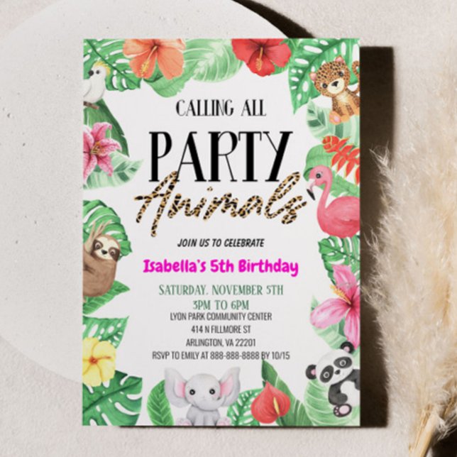 Calling All Party Animals Tropical Birthday Party Invitation (Creator Uploaded)