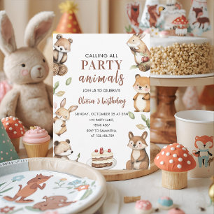 Calling All Party Animals Woodland Birthday Invitation