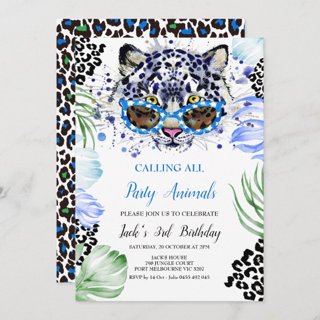 Calling All Party Birthday  Animals  Invitation (Front/Back)