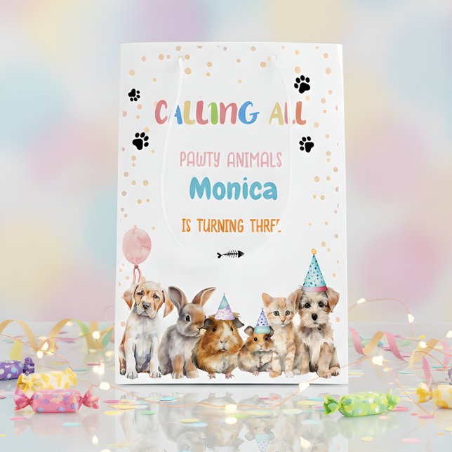 Calling all pawty animals birthday medium gift bag (Creator Uploaded)