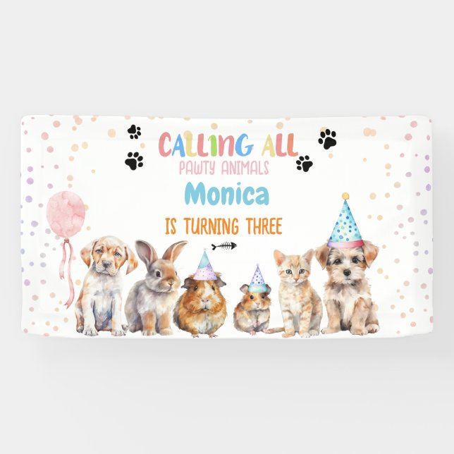 Calling all pawty animals birthday party banner (Horizontal)