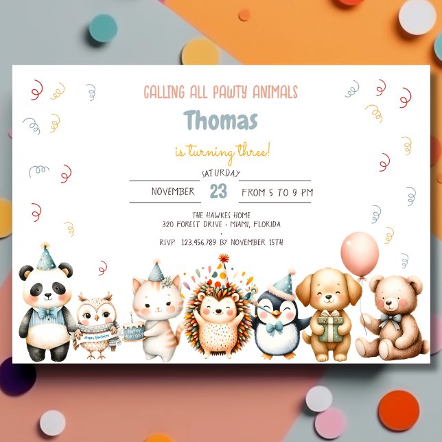 Calling all pawty animals birthday party invitation (Creator Uploaded)