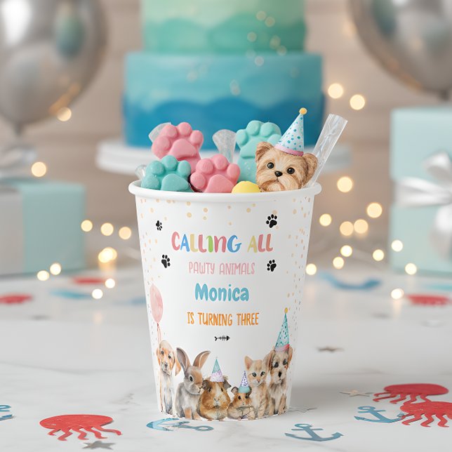 Calling all pawty animals birthday party paper cups (Creator Uploaded)