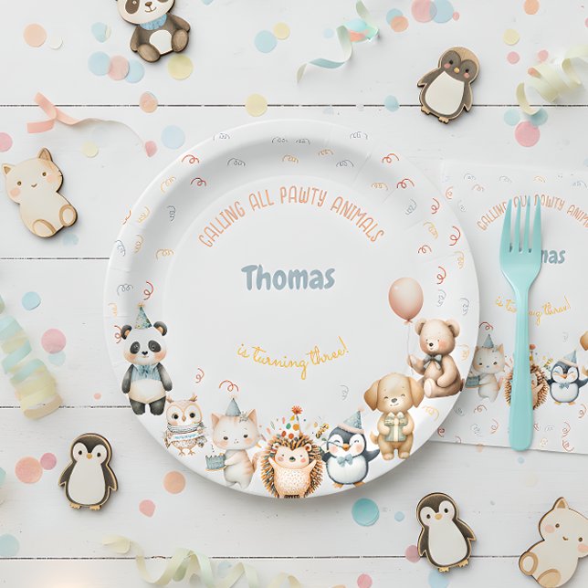 Calling all pawty animals birthday party paper plate (Creator Uploaded)
