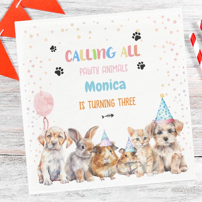Calling all pawty animals wild birthday  napkin (Creator Uploaded)