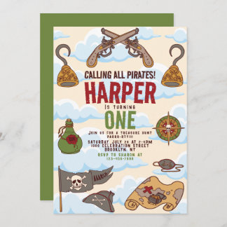 Calling All Pirates talk like a pirate birthday Invitation