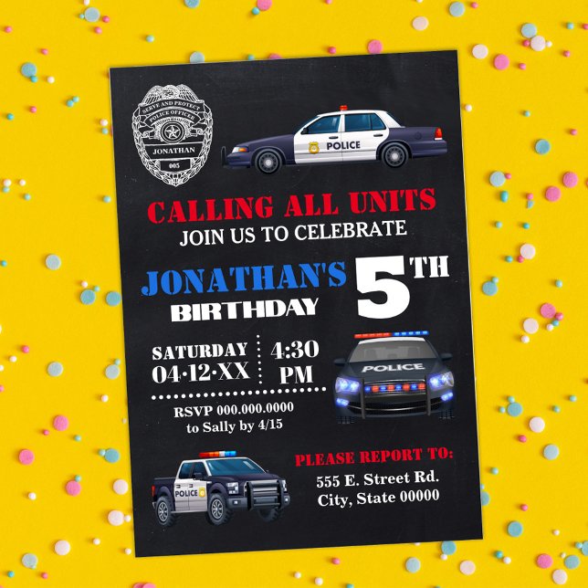 Calling All Police Units Any Age Birthday Invitation (Creator Uploaded)