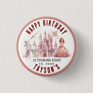 Calling All Princesses Magical Castle 8th Birthday 3 Cm Round Badge