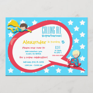 Calling All Superheroes Birthday Party Invitation