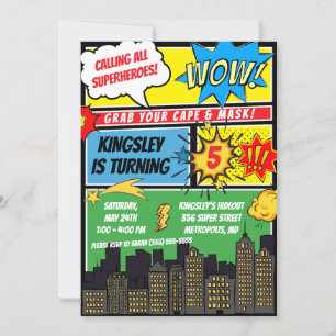 Calling all Superheroes!  Comics Birthday Party Invitation