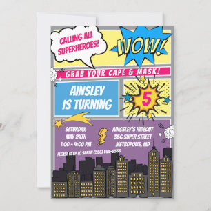 Calling all Superheroes!  Comics Birthday Party Invitation