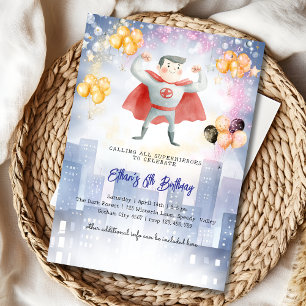 Calling all superheroes kids birthday invitation