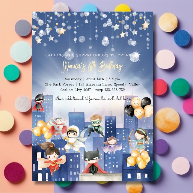 Calling all superheroes kids birthday invitation (Creator Uploaded)