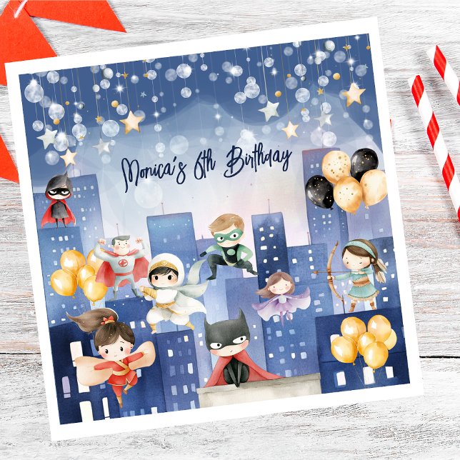 Calling all superheroes kids birthday napkin (Creator Uploaded)