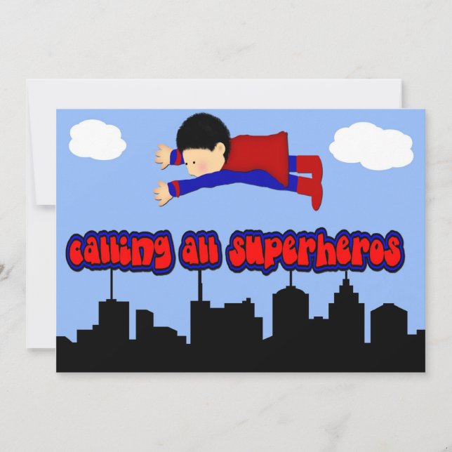 Calling All Superhero's Party Invitation (Front)