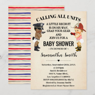 Calling All Units Police Firefighter Baby Shower Invitation