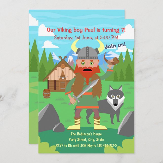Calling all Viking kids for a Birthday Party  Invitation (Front/Back)