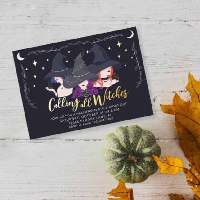 Calling all Witches Girls Night Halloweeen Party (Calling all Witches Halloween Party Invite)