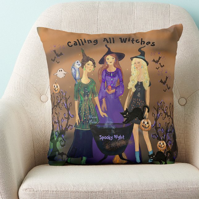 Calling All Witches Halloween Birthday  Cushion (Calling All Witches Halloween Birthday Throw Pillow)