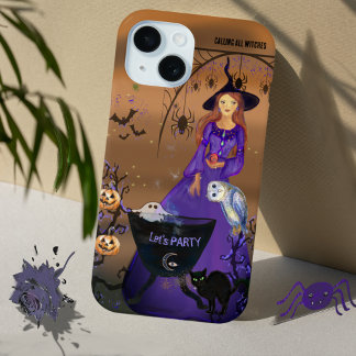 Calling All Witches Halloween Birthday iPhone 15 Case