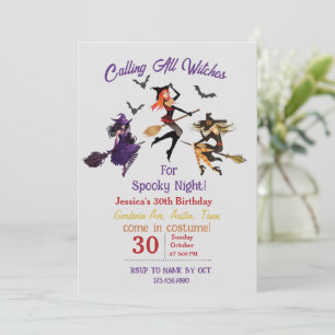 Calling All Witches Halloween Party 30Th Birthday Invitation
